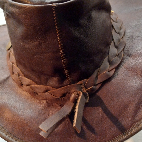 Barmah Aussie Sundowner Kangaroo Leather Waterproof Brown 12 1/2 in x 12 in Hat - Picture 10 of 12